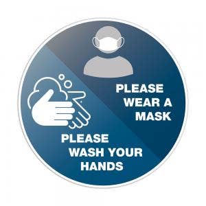 Please Wash Hands & Wear a Mask COVID-19 Floor Decal