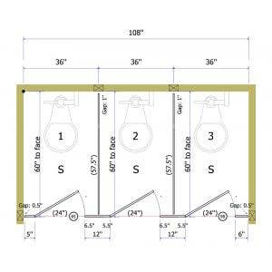 Between Wall Layouts for Phenolic Core Toilet Partitions