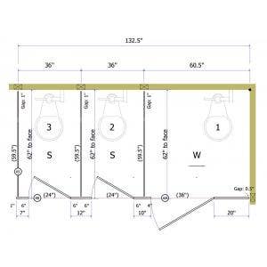 In-Corner Layouts for Phenolic Core Toilet Partitions