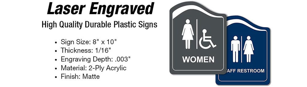 Designer Curved Series Laser Engraved Plastic Signs